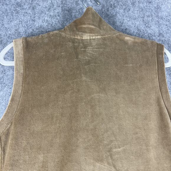 Quacker Factory Velour Vest Women XL Tan Rhinestone Bling Full Zip Quilted Artsy - Picture 12 of 14